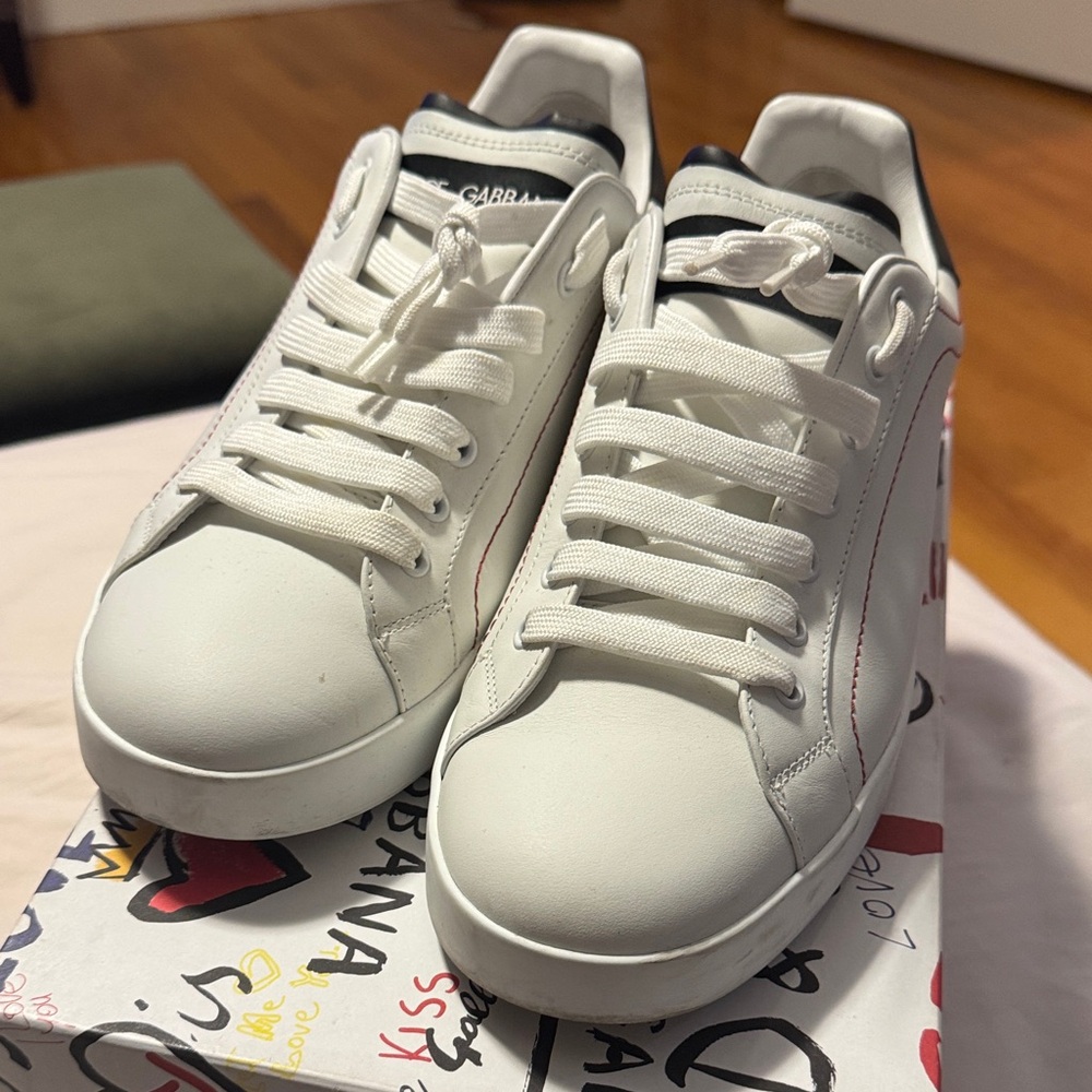 Dolce & Gabbana White Leather Sneakers